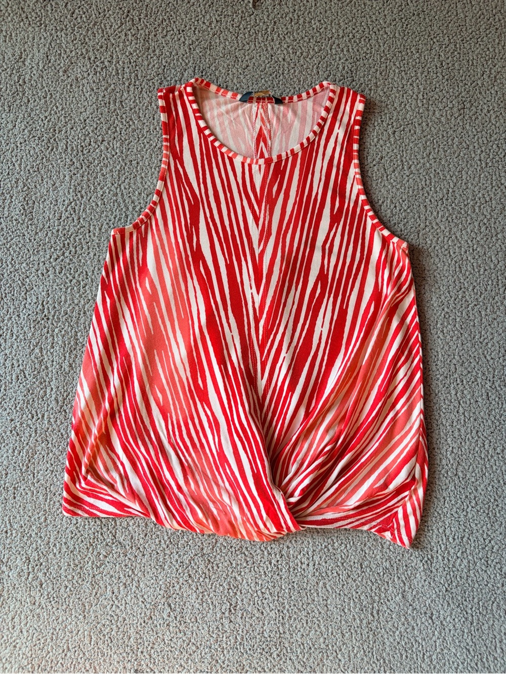 Maximalist Abstract Stripe Festival Twist Detail Red and White Tank Top Size XS